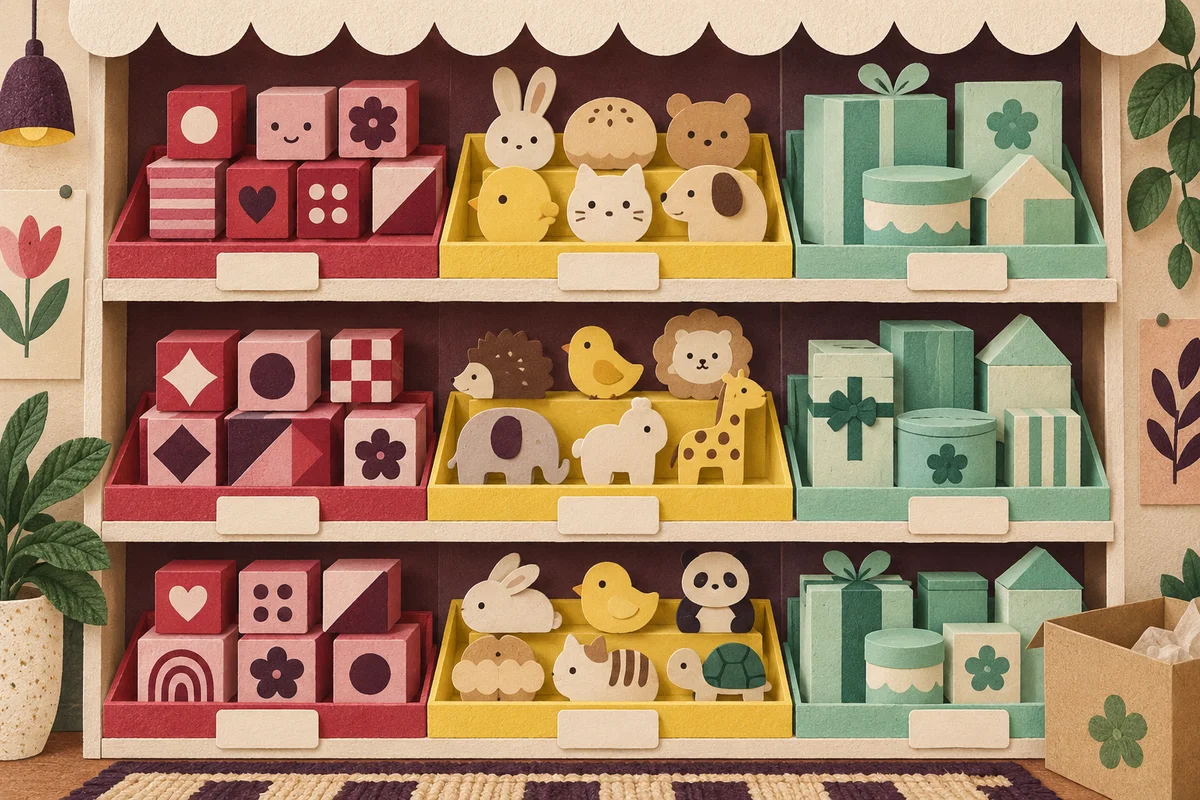 Illustrated small-store planning scene