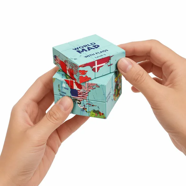 World Map & Flag Puzzle Cube - view 2