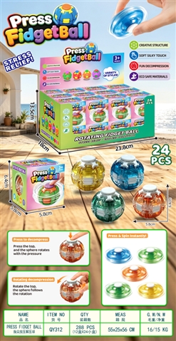 Crystal Gyro Fidget Ball, Counter Display Format