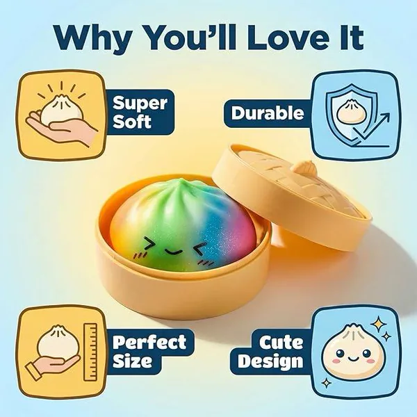 Colorful Silicone Dumpling Squishy with Steamer - view 4