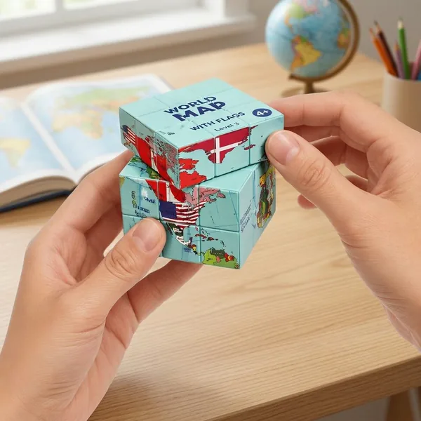 World Map & Flag Puzzle Cube - view 3