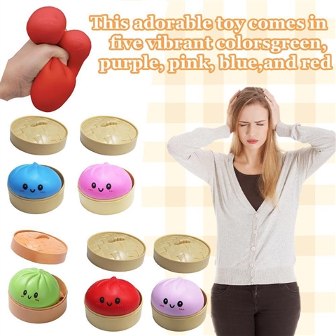 Five-Color Baozi Squishy with Steamer Presentation