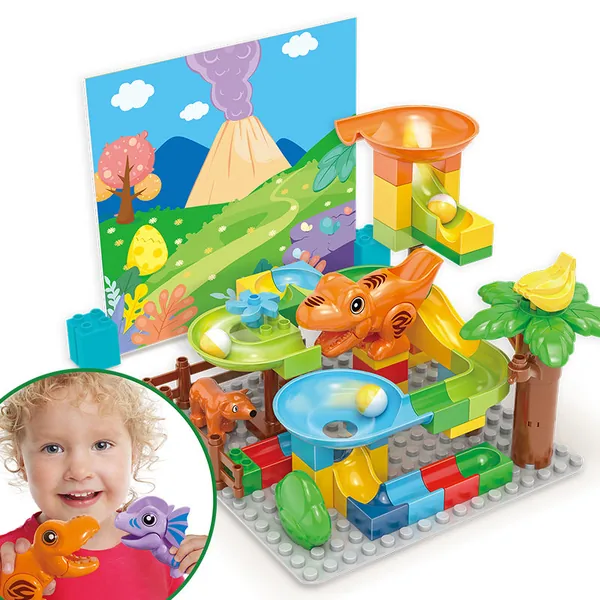 Dinosaur Marble-Track Kit, 60 Pieces