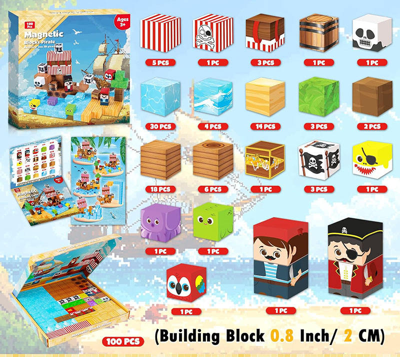Pirate-Ship Magnetic Block Building Set - view 4