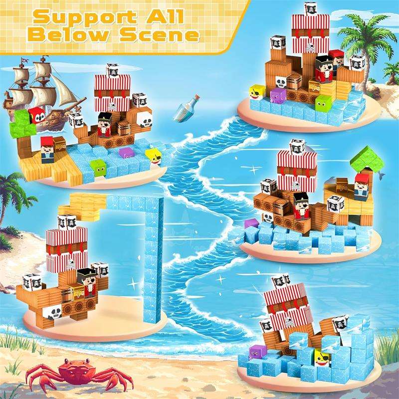 Pirate-Ship Magnetic Block Building Set - view 5
