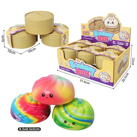 Rainbow Bun Slow-Rise Squishy, 10 cm Steamer Format
