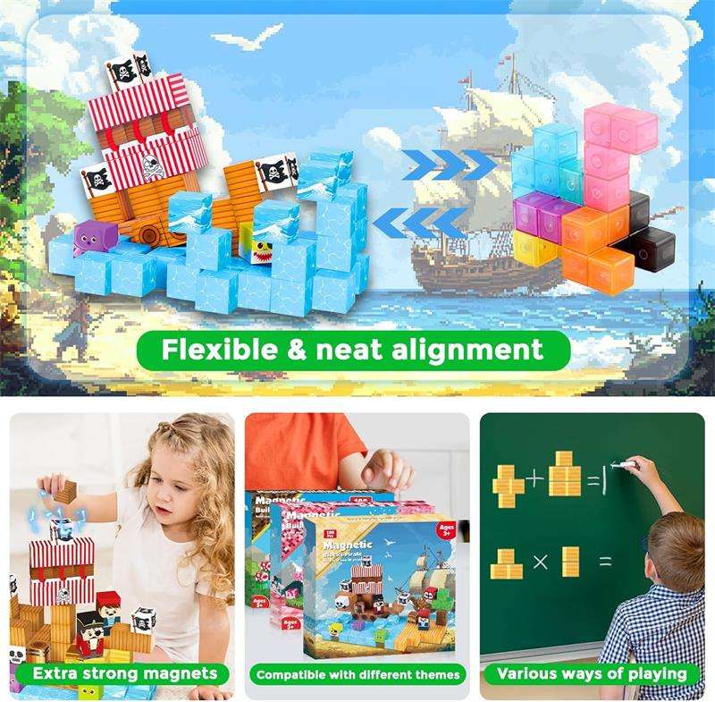Pirate-Ship Magnetic Block Building Set - view 3