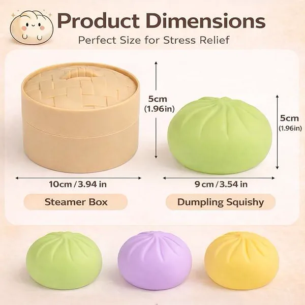 Silicone Dumpling Squeeze Toy, Steamer-Box Format
