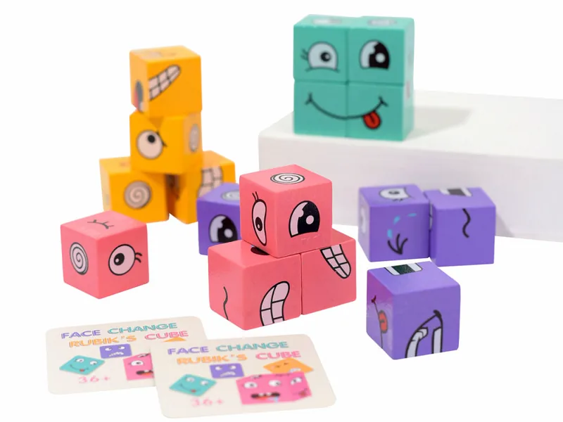 Wooden Face-Matching Cube Puzzle - view 3