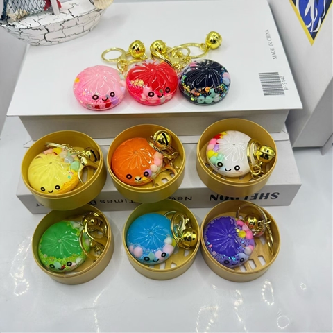 Oil-Filled Acrylic Baozi Keychain, Display Pack