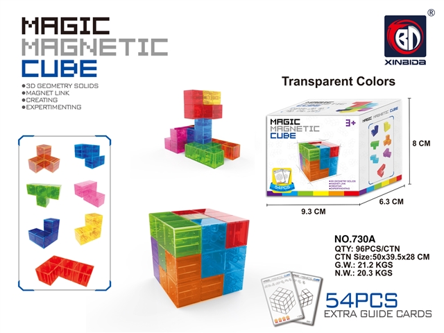 Transparent Magnetic Puzzle, 7 Pieces & 54 Cards, Model 351513