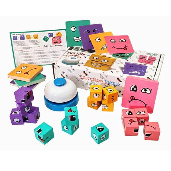 Wooden Face-Matching Cube Puzzle - view 2