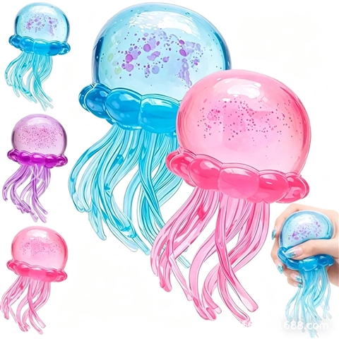 Glitter Jellyfish Maltose Squishy, 11 cm Tall