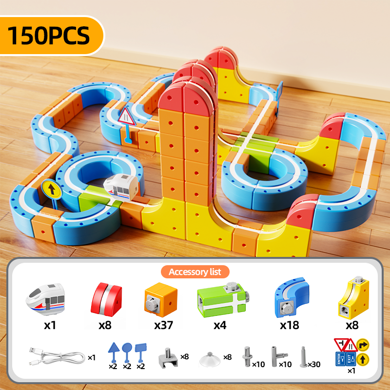 Magnetic Car Track Building Set, 150 Pieces - view 5