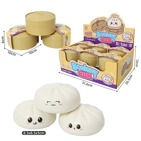White Bun Slow-Rise Squishy, 10 cm Steamer Format