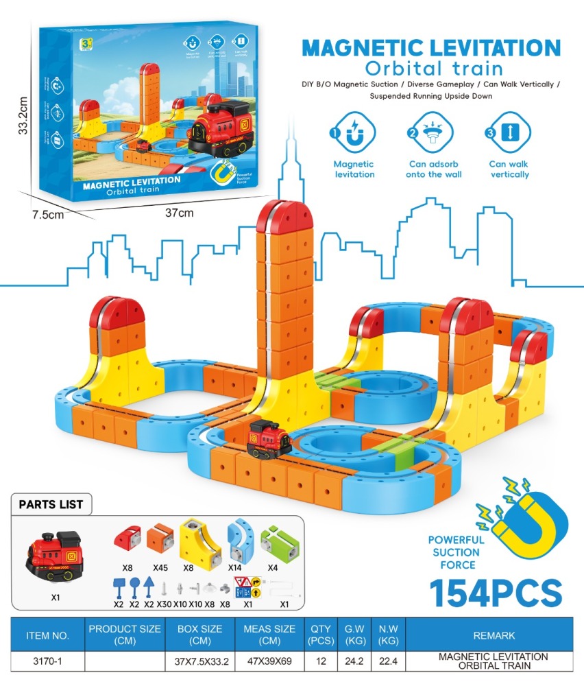 Magnetic Car Track Building Set, 150 Pieces