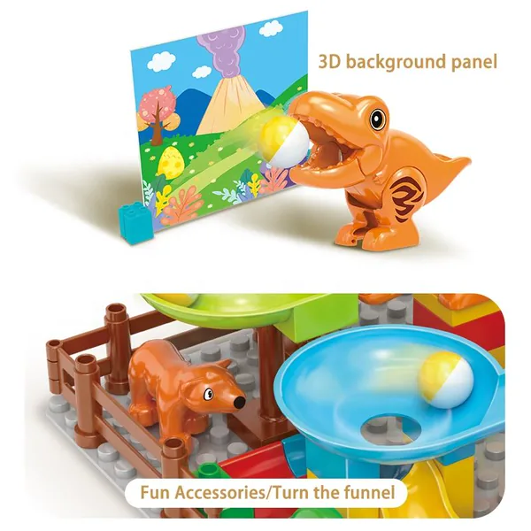 Dinosaur Marble-Track Kit, 60 Pieces - view 4